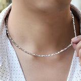 Silver 925 Men's Chain Necklace 4MM Width Jewelry Choker Boyfriend Gift