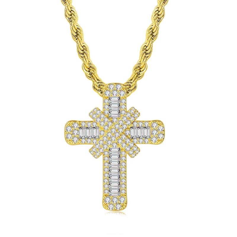 Iced Out Cross Necklace for Women Hip Hop Zircon Neck Chain