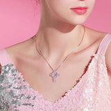 Iced Out Cross Necklace for Women Hip Hop Zircon Neck Chain