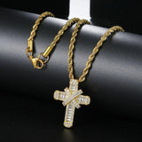 Iced Out Cross Necklace for Women Hip Hop Zircon Neck Chain