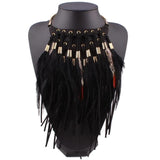 Autumn Chunky Statement Necklace Chain Pendant Choker Feather Necklace