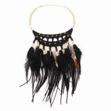 Autumn Chunky Statement Necklace Chain Pendant Choker Feather Necklace