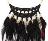 Autumn Chunky Statement Necklace Chain Pendant Choker Feather Necklace