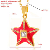 CZ Star Zirconia Pendant Enamel Dripping Necklace