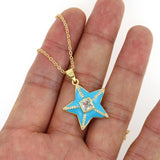 CZ Star Zirconia Pendant Enamel Dripping Necklace