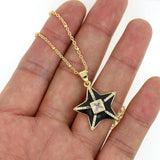 CZ Star Zirconia Pendant Enamel Dripping Necklace