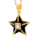CZ Star Zirconia Pendant Enamel Dripping Necklace
