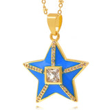 CZ Star Zirconia Pendant Enamel Dripping Necklace