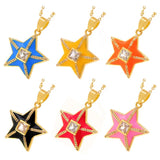 CZ Star Zirconia Pendant Enamel Dripping Necklace