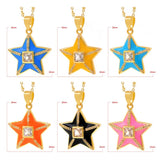 CZ Star Zirconia Pendant Enamel Dripping Necklace