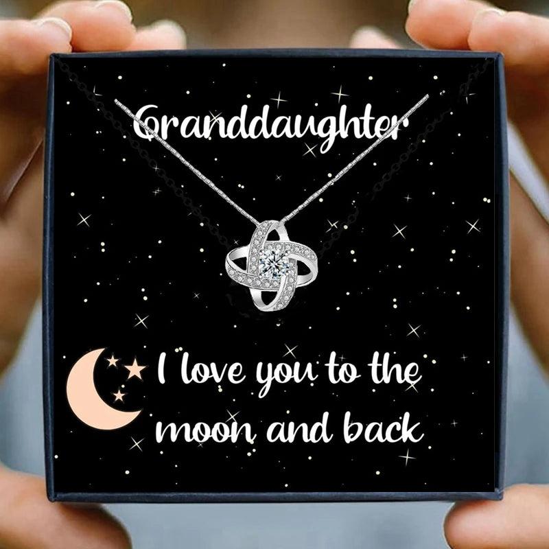 Crystal Knot Pendant Necklace Grandmother Granddaughter Jewelry