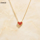 Plated Perfume Pendant Necklace Acrylic Peach Heart Love Maxi Necklace
