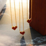 Plated Perfume Pendant Necklace Acrylic Peach Heart Love Maxi Necklace