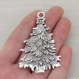 3 Tibetan Silver Christmas Tree Charms Pendants 68x42mm