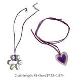 Leather Rope Necklace Women Adjustable Flower Love Heart Pendant Choker Jewelry