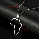 Stainless Steel African Map Pendant Necklace Traditional Jewelry