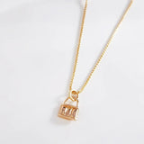 Women's Tiny Crystal Necklace for Girls Lock Pendant Neck Jewelry