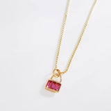 Women's Tiny Crystal Necklace for Girls Lock Pendant Neck Jewelry