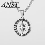 Sailing Compass Pendant Necklace, Stainless Steel Chain, Retro Style