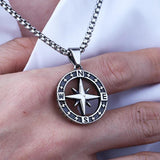 Sailing Compass Pendant Necklace, Stainless Steel Chain, Retro Style