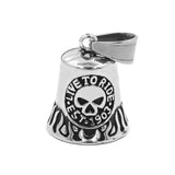 Skull Biker Bell Necklace Stainless Steel Flame Charm Christmas Gift