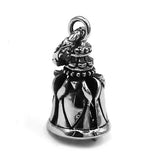 Skull Biker Bell Necklace Stainless Steel Flame Charm Christmas Gift