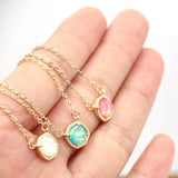 Vintage Geometric Candy AB Hexagon Pendant Necklace Christmas
