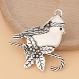 3pcs/Lot Silver Bird & Branch Leaf Charms Pendants for DIY Necklace