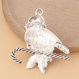 3pcs/Lot Silver Bird & Branch Leaf Charms Pendants for DIY Necklace