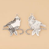3pcs/Lot Silver Bird & Branch Leaf Charms Pendants for DIY Necklace