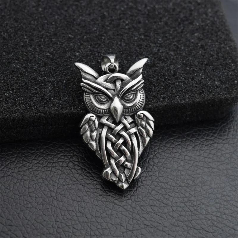 Stainless Steel Owl Pendant Necklace for Women Men