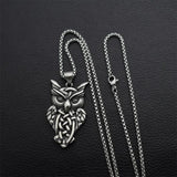 Stainless Steel Owl Pendant Necklace for Women Men