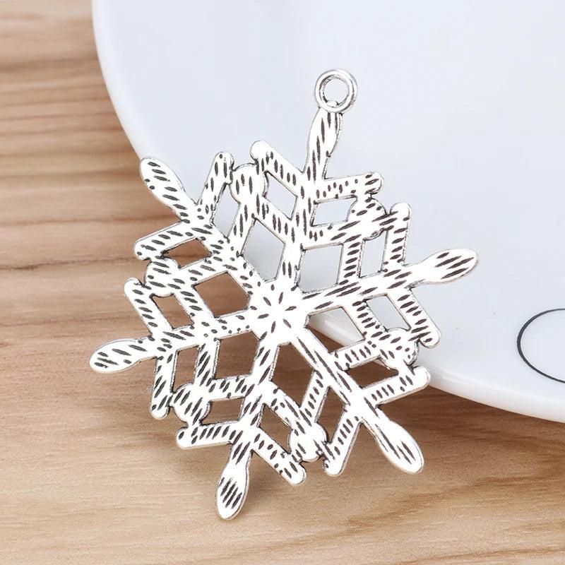 5pcs Tibetan Silver Large Snowflake Charms Pendants DIY Necklace Making