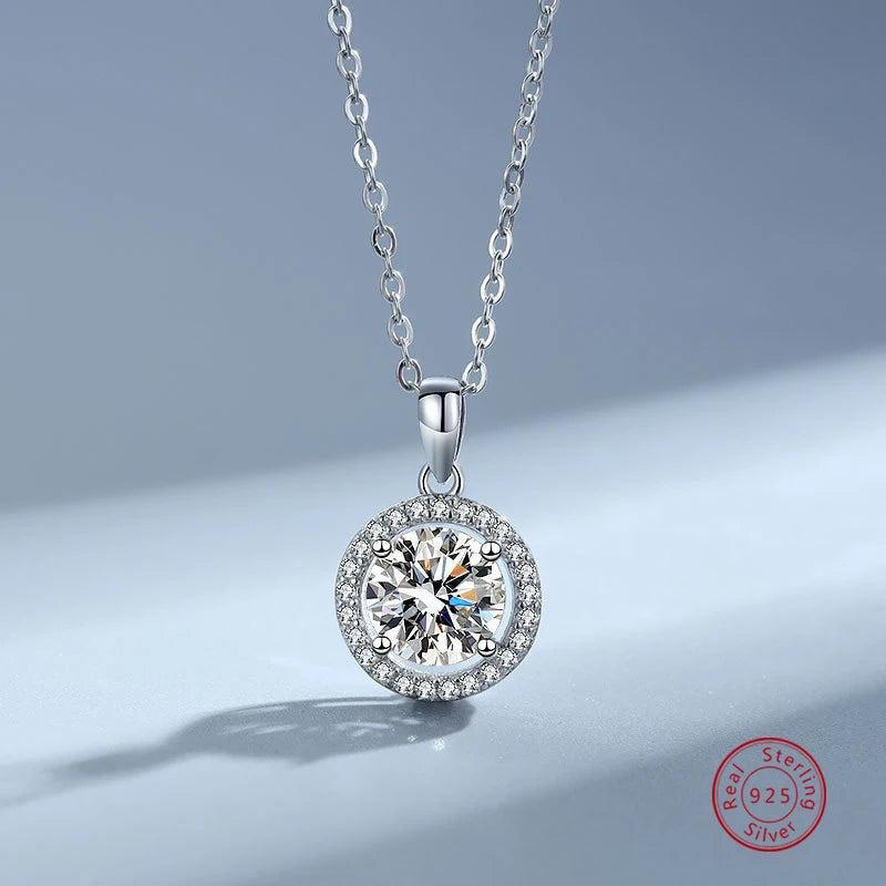 925 Silver Moissanite Necklace Iced Bling Wedding Anniversary Jewelry Gift