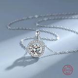 925 Silver Moissanite Necklace Iced Bling Wedding Anniversary Jewelry Gift