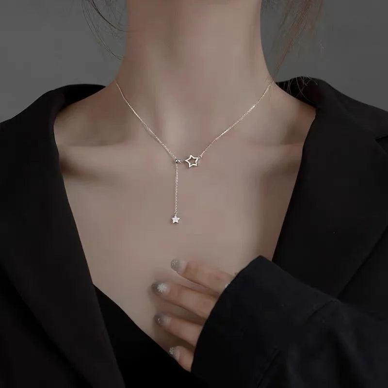 925 Silver Star Choker Drop Necklaces Wedding Party Birthday Jewelry Gift