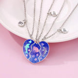 Retro Heart Dolphin Shell Pendant Necklace For Women
