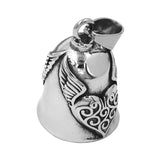 Wings Heart Bell Pendant Stainless Steel Jewelry Charm Biker Bell