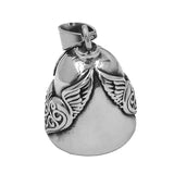 Wings Heart Bell Pendant Stainless Steel Jewelry Charm Biker Bell