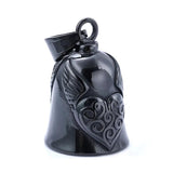 Wings Heart Bell Pendant Stainless Steel Jewelry Charm Biker Bell