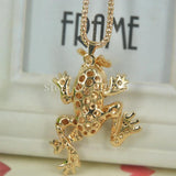 Frog Butterfly Sweater Bead Necklace Crystal Pendant