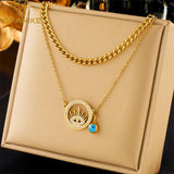 316L Stainless Steel Hollow Pendant Necklace Double Chains Accessories