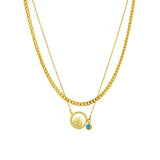 316L Stainless Steel Hollow Pendant Necklace Double Chains Accessories