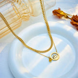 316L Stainless Steel Hollow Pendant Necklace Double Chains Accessories