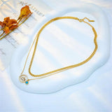 316L Stainless Steel Hollow Pendant Necklace Double Chains Accessories