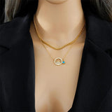 316L Stainless Steel Hollow Pendant Necklace Double Chains Accessories
