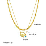 316L Stainless Steel Hollow Pendant Necklace Double Chains Accessories
