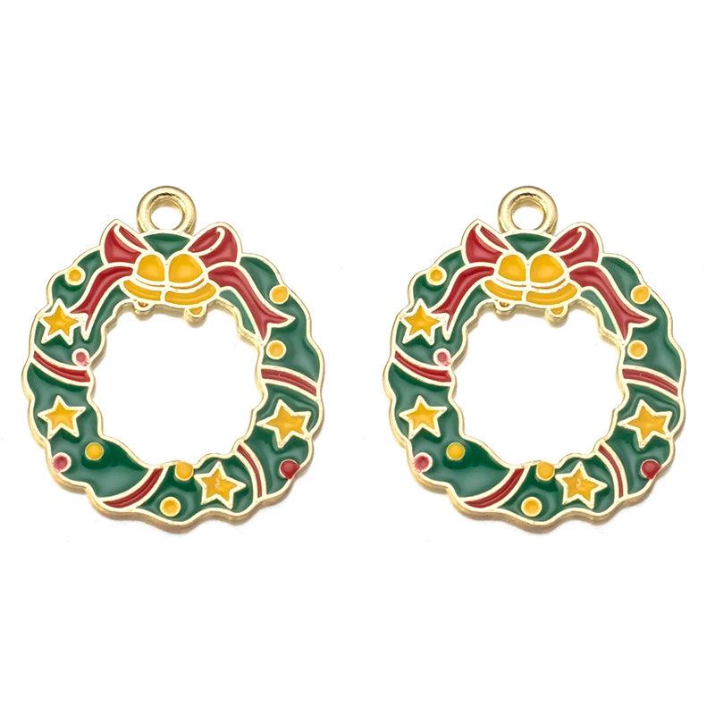 10pcs Christmas Tree Socks Enamel Charm DIY Bracelet Necklace Accessories