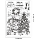 Christmas Fireplace Clear Stamp Garland Retro Wall Silicone Stamps