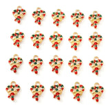 20Pcs Christmas Heart with Bowknot Enamel Pendants, Red, 18x13x3mm